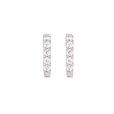 Nazzar Women's Cz Huggie Hoops - Silver