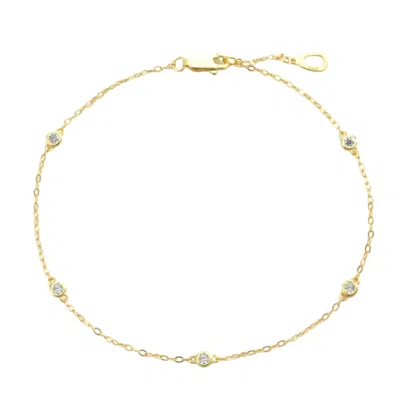 Nazzar Women's Dainty Gold Bezel Set Station Bracelet
