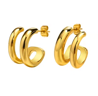 Nazzar Women's Double Hoop Gold Earrings