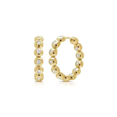 Nazzar Women's Gold Bezel Puff Hoop