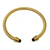Nazzar Women's Gold / Black Gold Twist Onyx Statement Bangle In Multi