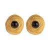 Nazzar Women's Gold / Black Onyx Round Gold Earrings