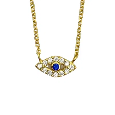 Nazzar Women's Gold / Blue Mini Pave Evil Eye Gold Necklace In Multi