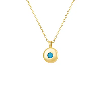 Nazzar Women's Gold / Blue Turquoise Gold Round Pendant Necklace