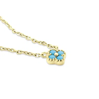 Nazzar Women's Gold / Blue Turquoise Mini Clover Flower Pendant Gold Necklace In Multi