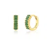 Nazzar Women's Gold / Green Baguette Cut Green Zirconia Gold Huggie Earrings In Multi