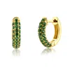 Nazzar Women's Gold / Green Green Pave Dome Gold Vermeil Huggie Earrings In Multi