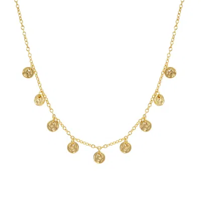 Nazzar Women's Gold Hammered Disc Station Dangle Necklace