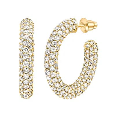 Nazzar Women's Gold Pave C Hoop Earrings