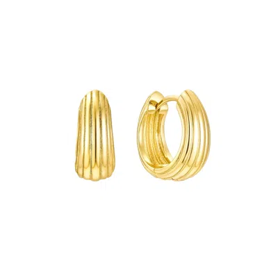 Nazzar Women's Gold Ribbed Dome Hoops