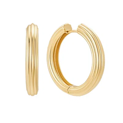 Nazzar Women's Gold Ribbed Tube Hoop / Large