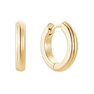 Nazzar Women's Gold Ribbed Tube Hoop / Small