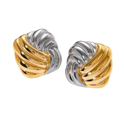 Nazzar Women's Gold / Silver Two Tone Knot Square Vintage Earrings In Multi