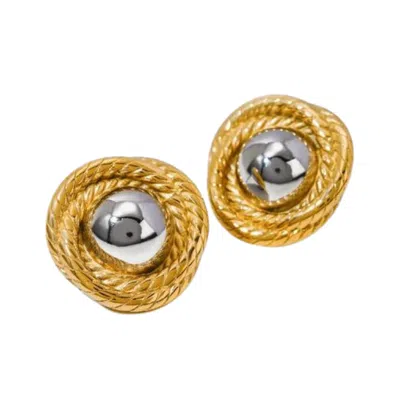 Nazzar Women's Gold / Silver Two-tone Rope Round Vintage Earrings In Multi