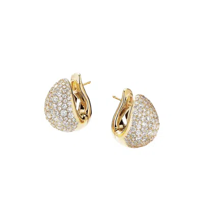 Nazzar Women's Gold Small Pave Puffy Huggie Earrings
