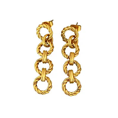 Nazzar Women's Gold Twist Link Chain Earrings