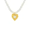 Nazzar Women's Gold / White Baroque Gold Heart Pearl Necklace In Multi