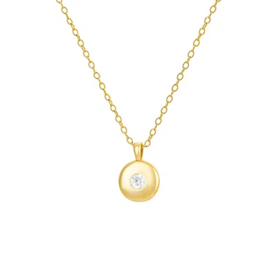 Nazzar Women's Gold / White Cz Gold Round Pendant Necklace In Multi