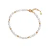 Nazzar Women's Gold / White Pearl Beaded Gold Bracelet