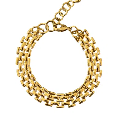 Nazzar Women's Gold Wide Link Chain Bracelet