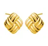 Nazzar Women's Midi Wind Gold Square Earrings