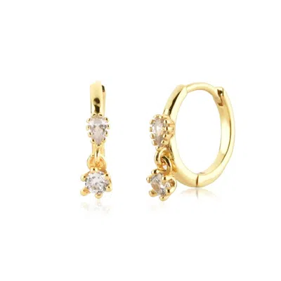 Nazzar Women's Mini Pear Cut Huggie Hoop Gold Vermeil Earrings