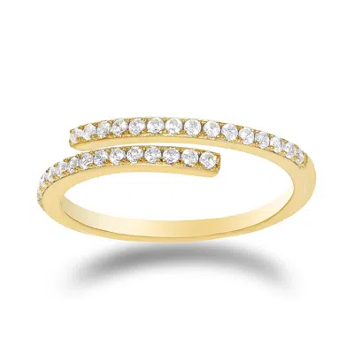 Nazzar Women's Pave Claw Double Wrap Adjustable Gold Ring