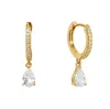 Nazzar Women's Pear Cut Drop Huggie Hoop Gold Vermeil Earrings In Gold