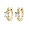 Nazzar Women's Princess Cut Zirconia Mini Hoop Gold Earrings In Gold