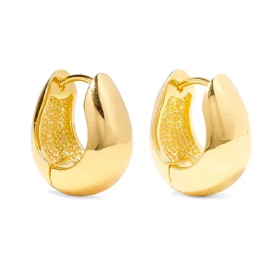 Nazzar Women's Puffy Dome Gold Hoop Earrings