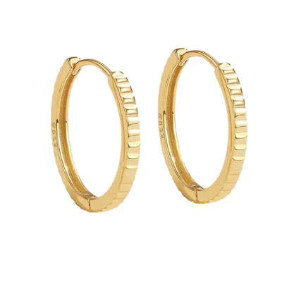 Nazzar Women's Ribbed Slim Gold Hoop Earrings