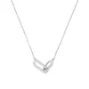 Nazzar Women's Silver Pave Cable Double Linked Pendant Necklace