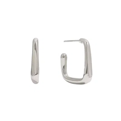 Nazzar Women's Silver Square Open Hoops