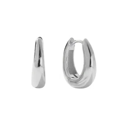 Nazzar Women's Silver U Shape Dome Hoop Earrings