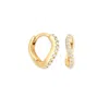 Nazzar Women's Slim Wave Gold Pave Huggie Earrings In Gold