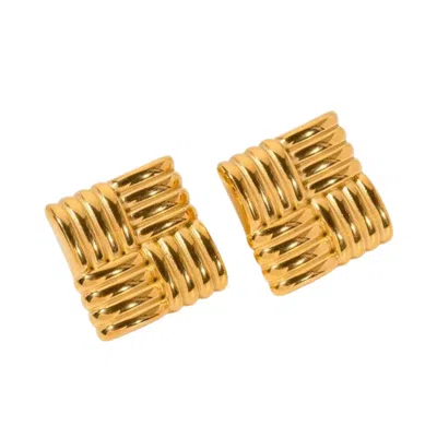 Nazzar Women's Square Wind Gold Statement Earrings