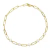 Nazzar Women's Zirconia Paperclip Gold Chain Bracelet In Gold