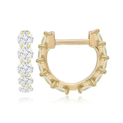 Nazzar Women's Zirconia Small Huggie Hoop Gold Vermeil Earrings