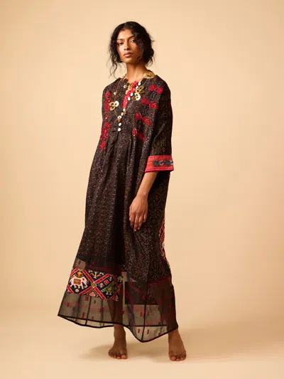 Nazzy Beglari Women's Hand-loomed Ikat Silk Dress One Size In Brown