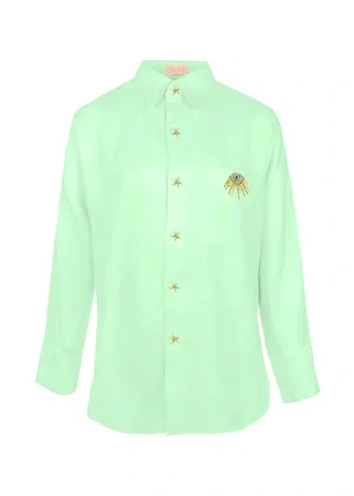 Nb Linen Shirt With Eye Green Apple