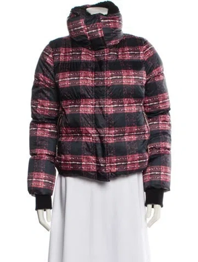 Pre-owned Nb Series By Nicole Benisti Plaid Print Down Coat In Red