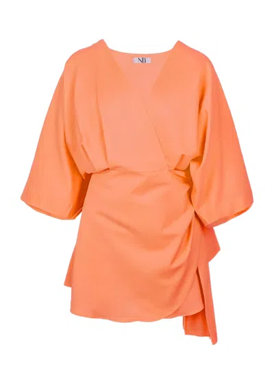 Nb Short Sleeve Dress Linen Orange