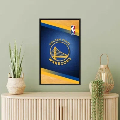 Nba Golden State Warriors  Canvas Wall Art – Officially Licensed Basketball Team Print – Ready To Han In Black,floater Frame