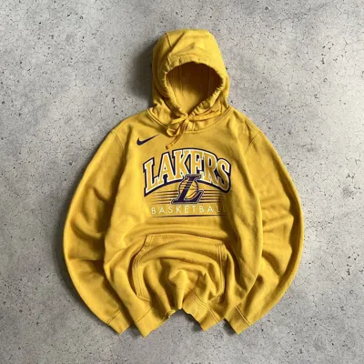 Pre-owned Nba X Nike Lakers Basketball Big Logo Hoodie Nba Sportswear In Yellow