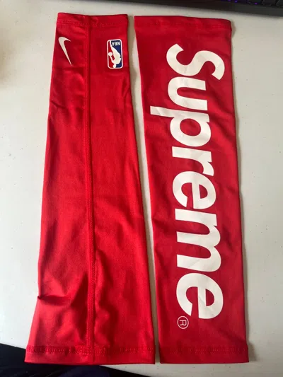Pre-owned Nba X Nike Supreme Nba Shooting Sleeve Size L/xl In Red