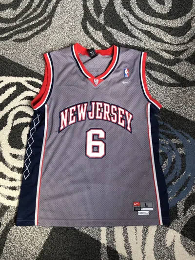 Pre-owned Nba X Nike Vintage 90's Nba Nike Brooklyn Nets Martin 6 Jersey In Grey