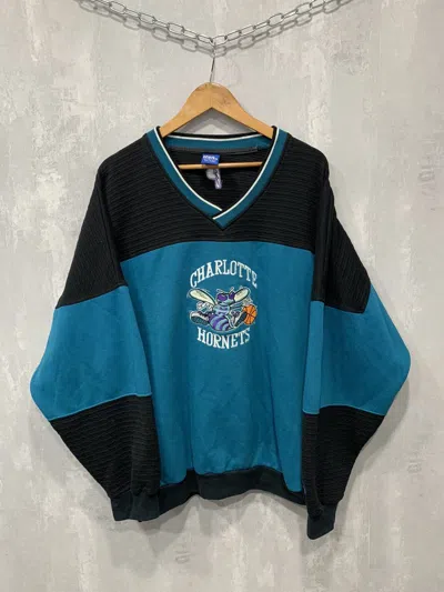 Pre-owned Nba X Vintage 90's Charlotte Hornets Sweatshirt Crewneck Baggy Vintage In Black