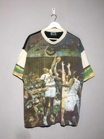 Pre-owned Nba X Vintage 90's Nba All Overprint Hype Y2k Streetwear T-shirt In Multicolor