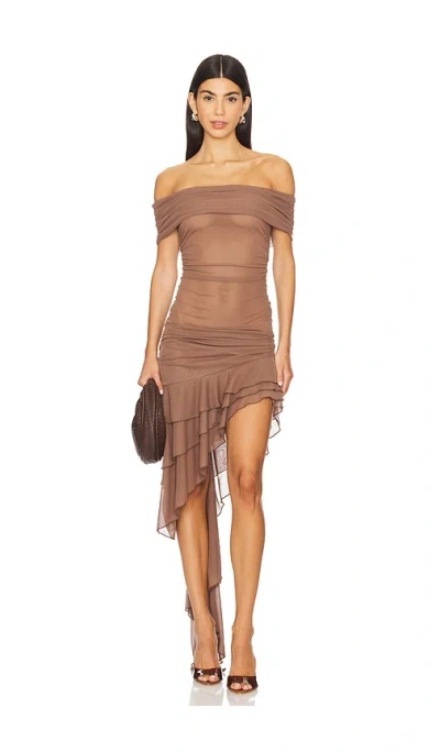 Nbd Fernanda High Low Dress In Brown