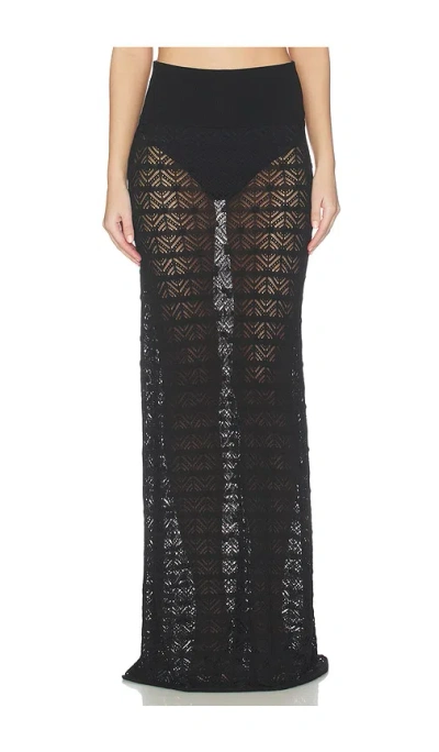 Nbd Kyriah Pointelle Maxi Skirt In Black